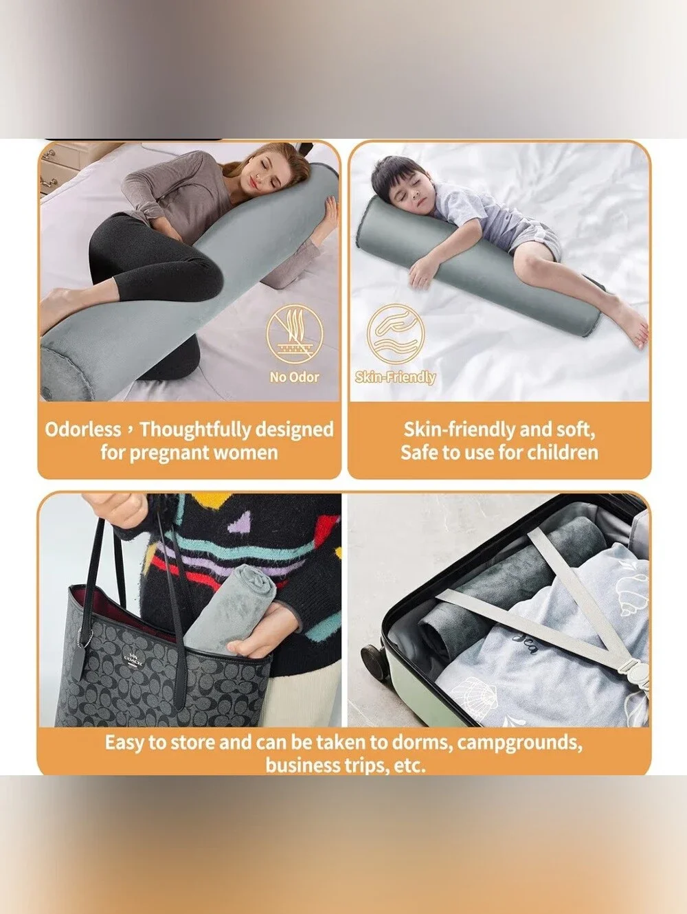 Eulant inflatable long body pillow for adults ,kids for hugging sleeping New